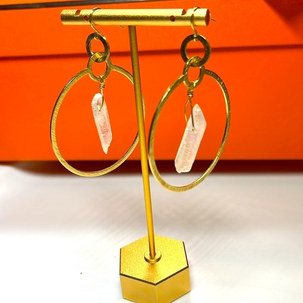 CRYSTAL HOOP DANGLE EARRINGS